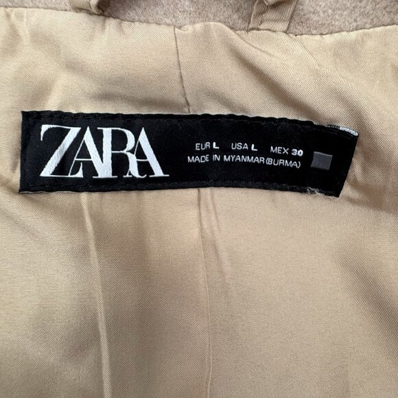 Soft Camel Two Button Front Coat Zara Winter Academia Women’s L Midi - Picture 10 of 12